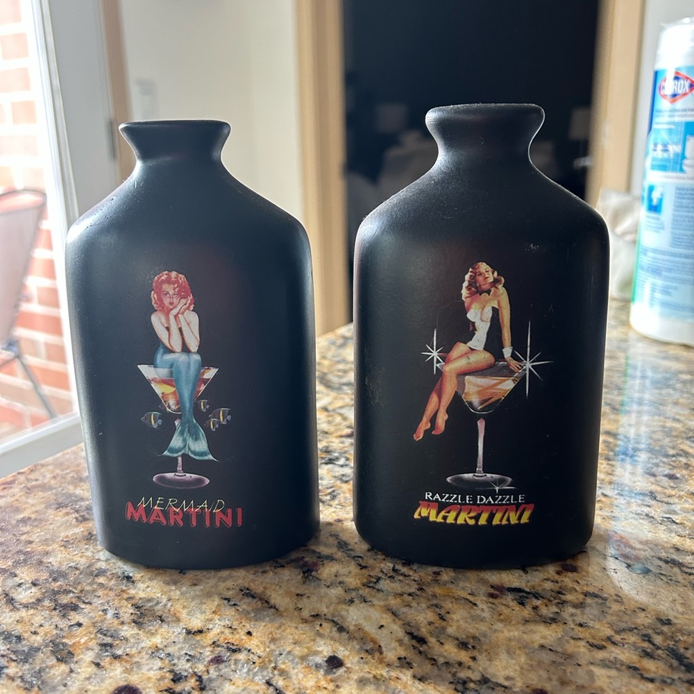 Vintage Style Black Martini Bottles